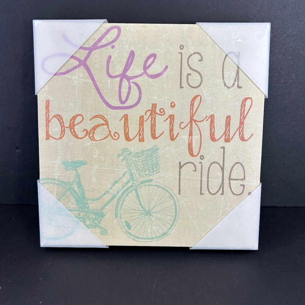 Inspirational Motivational Quotes Wall Art Bicycle Decor 10x10 Canvas Life Ride
